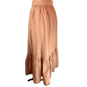 Y2k VTG Grannycore prairie Skirt Sz XXL Flounce Brown Maxi Pockets Ruffles